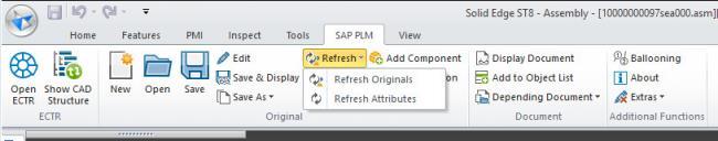Submenu "Refresh" in the SAP PLM Toolbar 4.3.7.