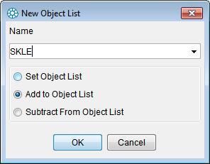 ECTR dialog "New Object List" If no object list with the stated name exists then a new object list will be