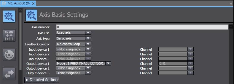 select Add - Axis Settings from the menu.