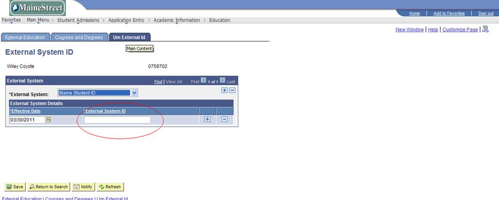 22. On the Um External Id page, in the External System Details section, enter the External System ID.