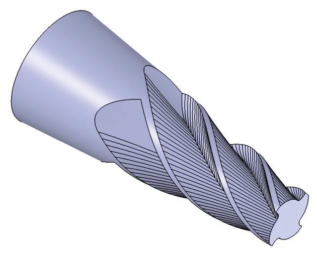 Figure. 6.1 Taper end-mill with variable flute cross-section.