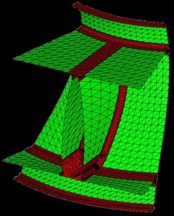Thin-Thick Subdivision Example Export subdivided model with required shell-solid connectivity attributes to CAE system for meshing and analysis Shell-solid connectivity achieved downstream with