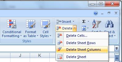 If you inadvertently delete a column or row, you can use the Undo button to undo the deletion.