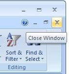 to remove it from the Excel application window.