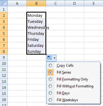 Working with Ranges USING THE AUTOFILL FEATURE You can use the AutoFill feature in Excel to create a standard series of labels on a worksheet.