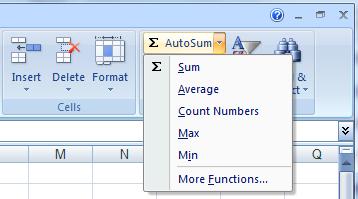 For example, it is easier to use the Average function from the AutoSum list to average the numbers in cells B1 through B7 than to type the formula =AVERAGE(B1:B7).