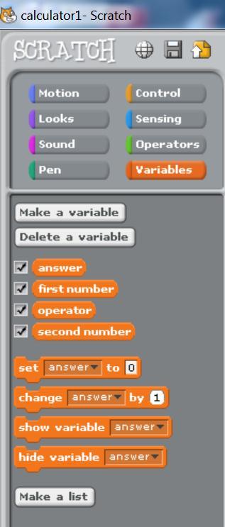 Exercise 1 Simple Calculator It is easy to create a simple calculator in Scratch. 1. Start a new Scratch project.