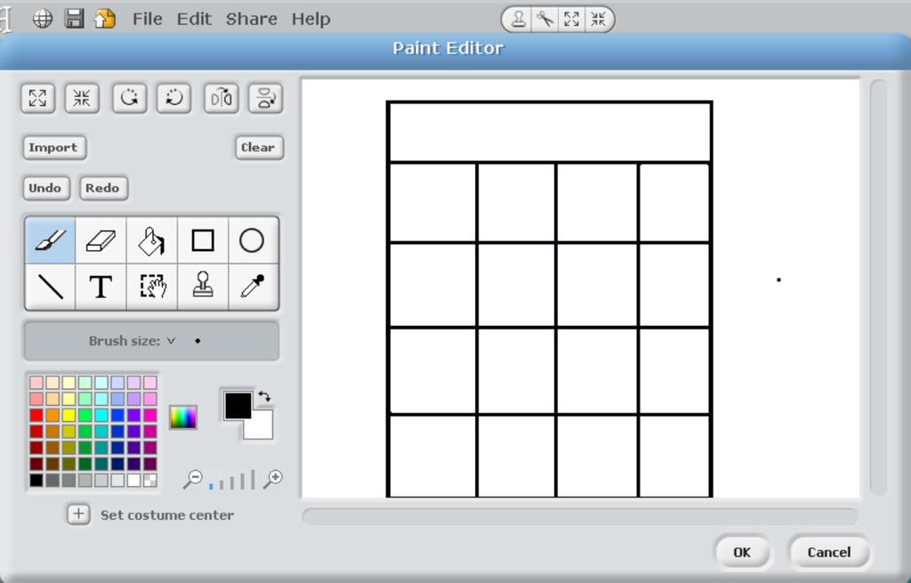 In Paint Editor, draw the background grid for the calculator.