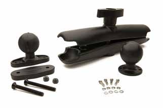 Mounting RAM Mount Kit - Round base, short arm SKU: VM1004BRKTKIT RAM mount kit, flat clamp base, short arm 5 (128 mm) ball for vehicle dock rear. Note: 1.