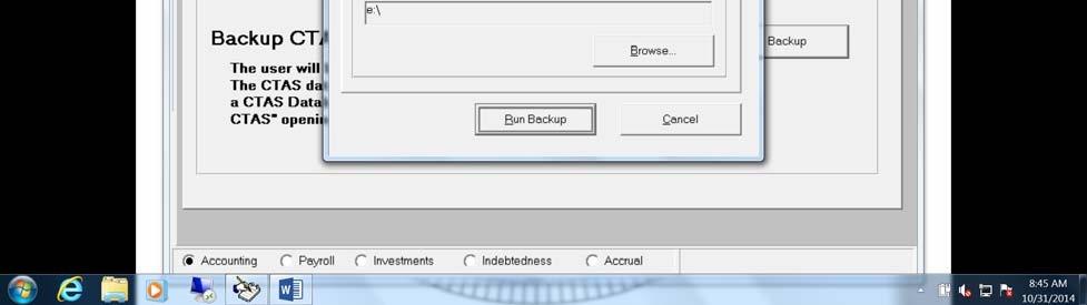 The Utilities screen will appear. Left click once on the Backup button to save the backup file to the desktop.