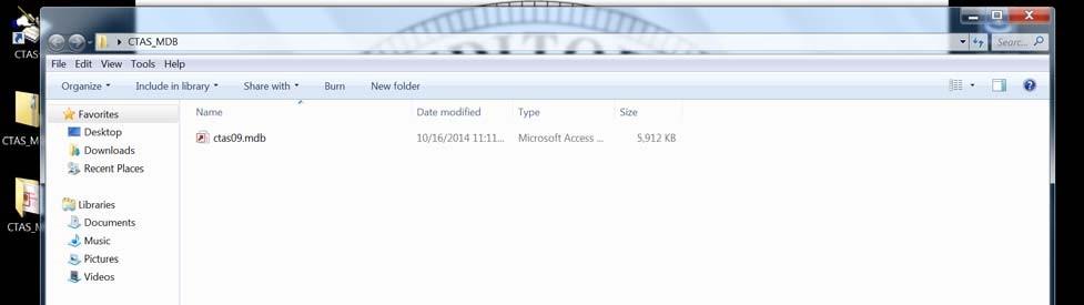 zipped file, the new CTAS_MDB folder will automatically open.