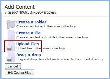 9. Click on Upload Files. 10.