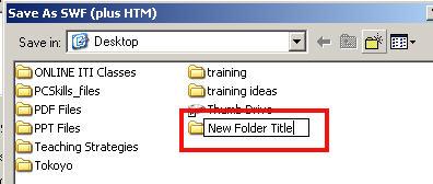 Use the file dialog-box to specify that you want files to be published directly to your desktop area. 3.