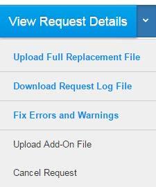 Module 3: Fixing errors and warnings The options to upload an add-on file and to cancel a request are