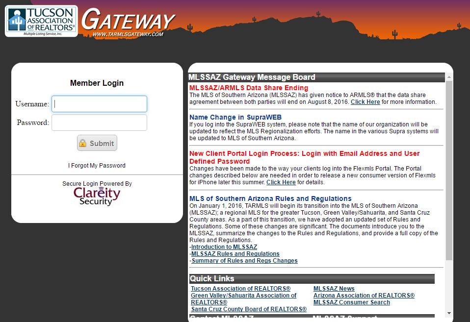 Step Two: Navigate to the log-in page for Flexmls: tarmlsgateway.