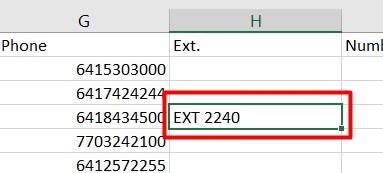 When done correctly with the extension in a separate field, the number shows correctly. Bad vs Good data: And for the Owner name (#5) as well.