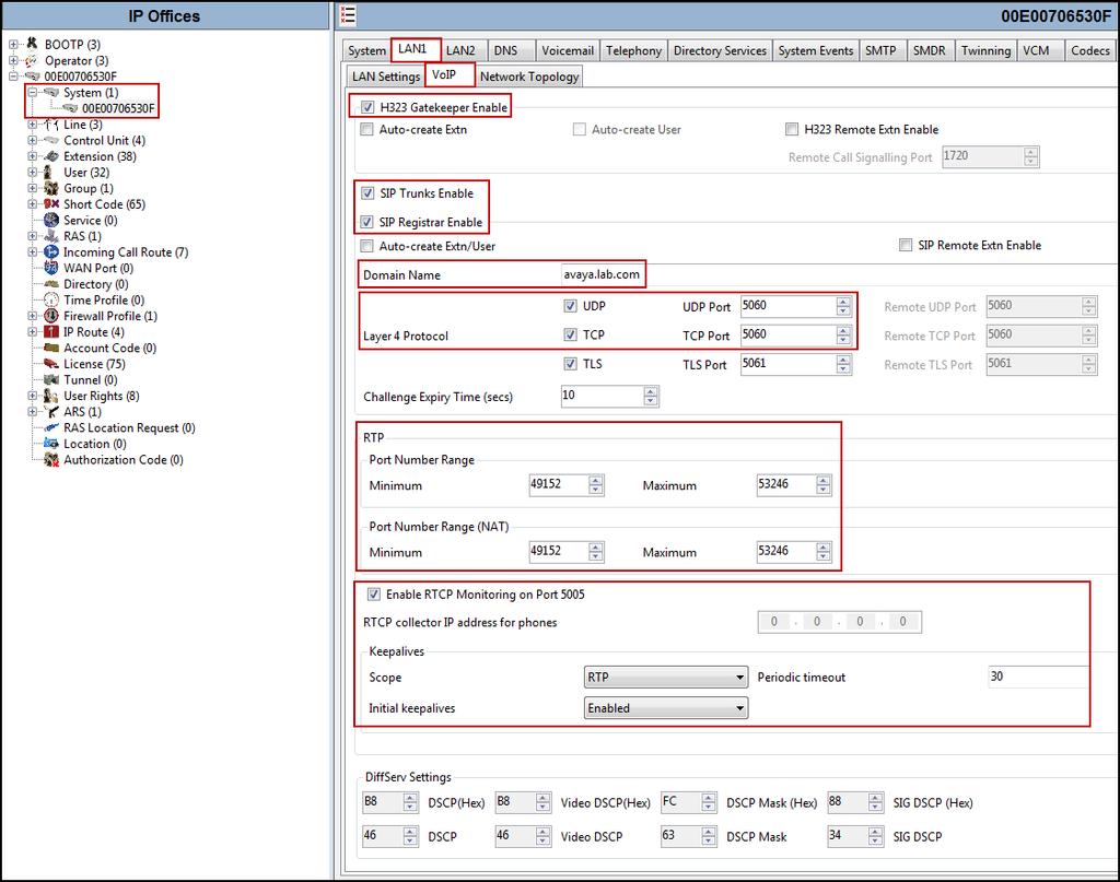 The VoIP tab as shown in the screenshot below was configured with following settings: Check the H323 Gatekeeper Enable to allow Avaya IP Telephones/Softphone using the H.323 protocol to register.
