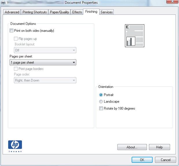 Select the page orientation (Windows) 1. From the software program, select the Print option. 2. Select the product, and then click the Properties or Preferences button. 3.