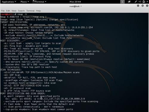 figure 4 -Launching nmap from terminal A lot of structures are available within Nmap to carry out many tasks which are: For host discovery - Port scanning Firewall/IDS evasion and spoofing Running