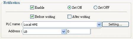 13.4.3. Write Address Click (Setting) to select the (PLC name), (Address), (Device type), (System tag), (Index register) of the word device that controls the (Set Word) object.