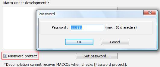 (Password protect) selection, tick it and click (Set password