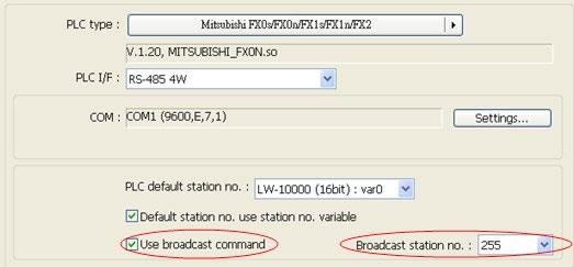 9.5. Variables of Station Number EasyBuilder allows users to set the variables of station number in PLC address. As shown below, var2 is one of 16 station number variables.