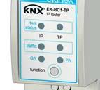 The IP router integrates also the line coupling function; through the device telegrams can be exchanged between KNX TP lines on a TCP / IP backbone line.