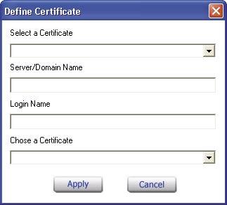 Select the certificate that you wish to use and enter the server name and login name; this refers to RADIUS