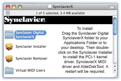 Software Installation SynclavierX is available via download: http://www,synclavier.com/synclavierx.html Figure 1 - SynclavierX 5.2.