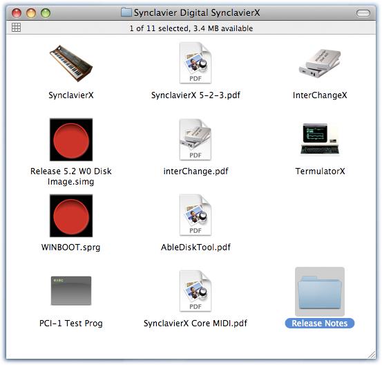 Synclavier Digital SynclavierX folder: Figure 2 - SynclavierX Folder contents Documentation on the Synclavier Digital