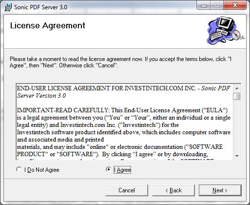 The License Agreement windw will be displayed.