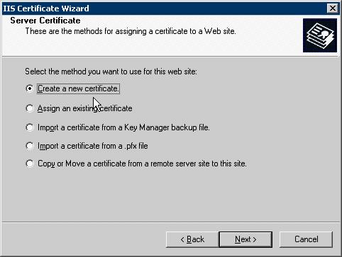 Installing a Certificate Authority Select the Create a new