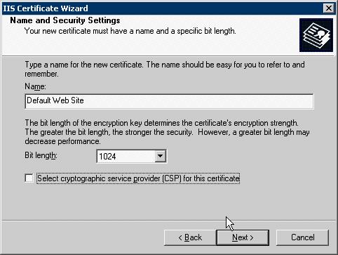Installing a Certificate Authority Define the mane of your