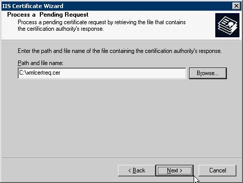 Installing a Certificate Authority Launch to the location of your certificate file, and press Next.
