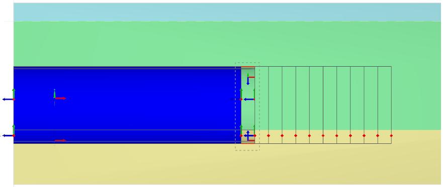 Select the soil volumes corresponding to the lining and the soil inside the tunnel for the next 6 sections lying between y = 26.5 m and y = 35.5 m (Figure 5.16).