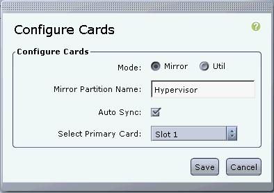 Primary Card: select Slot 1 4. Click Save. The sync process will take a few minutes to complete and for the FlexFlash cards to show a healthy state. 5.