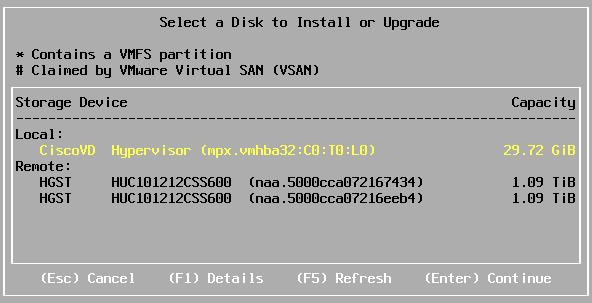 Installing VMware ESXi 6.0 The following steps describe how to install VMware ESXi on each host s Cisco FlexFlash card. All Hosts 1.