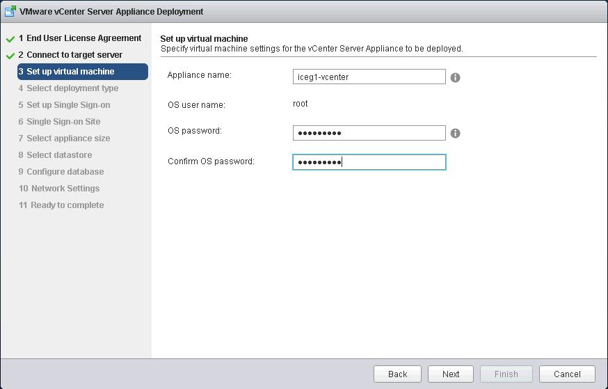 8. In the Select deployment type page, choose Install vcenter Server with an