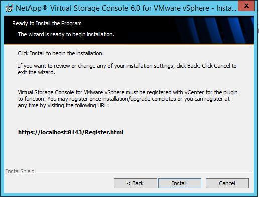 21. Click Finish. Registering VSC with vcenter Server To register the VSC with the vcenter Server, complete the following steps: 1.