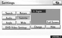AUDIO/VIDEO SYSTEM CHANGING THE PAGE CHANGING THE SUBTITLE LANGUAGE DVD audio only Touch Prev. Page or Next Page on the screen to forward or reverse the pages.