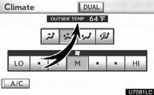 AIR CONDITIONING Switching between outside air and recirculated air modes Recirculated air mode or outside air mode may be automatically switched to in accordance with the temperature setting and the