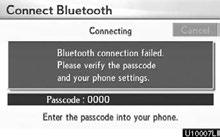 When this screen is displayed, input the passcode displayed on the screen into the phone.