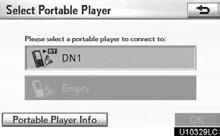 SETUP Audio settings Select portable player The portable player to connect can be selected. The registered audio information can be confirmed and edited.