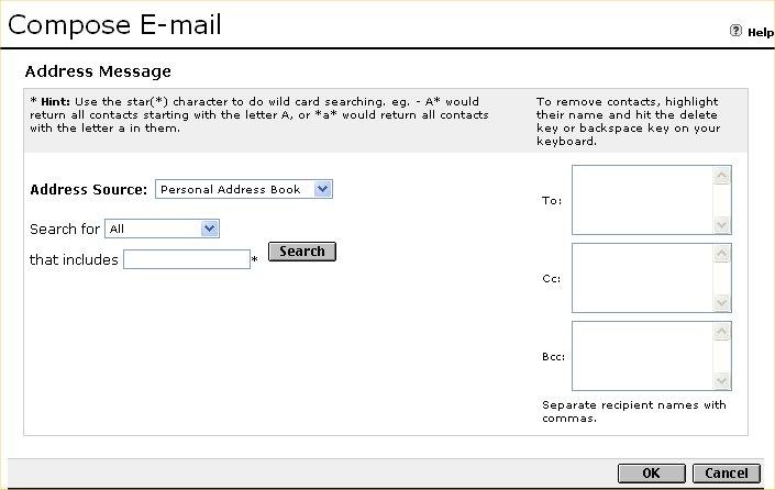 Searching for Addresses: Searching for addresses is accomplished through Compose. Click Address.