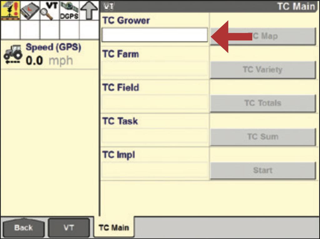 5 Task Controller Setup CNH Operating Configuration Setup 6 ISOBUS > TC Main: Create or select the TC Grower, TC Farm, TC Field, and TC Task to be used.