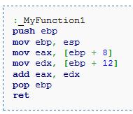 ! Function parameters are pushed on the stack.