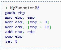 stack Registers EAX, ECX, and EDX are designated for use within the function.