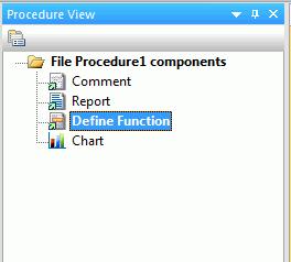The components that you add to the procedure are shown in the toolbar at the top of the Procedure Viewer, or are shown as options when you click the component connector.