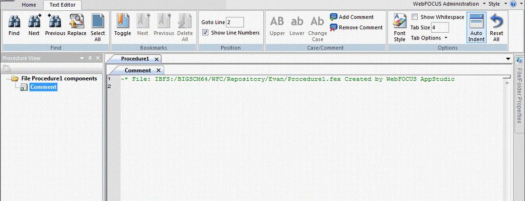 Accessing and Using the Procedure View Panel After creating your procedure, the Procedure View panel and Procedure canvas open, as shown in the following image.