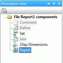 &WFFMT Report Variable The Procedure View panel is shown in the following image. For more information on using the Procedure View panel, see Accessing and Using the Procedure View Panel on page 39.